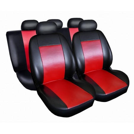 HUSE SCAUNE AUTO VOLVO S40 PIELE NEGRU CU ROSU