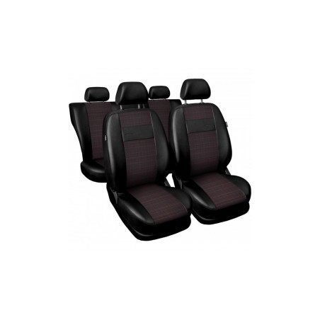 Huse scaune auto Fiat Punto piele cu stofă negru cu vișiniu