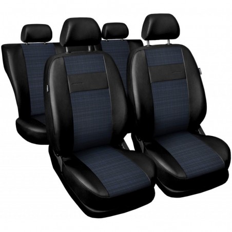 Huse scaune auto Nissan Note piele cu stofă negru cu albastru