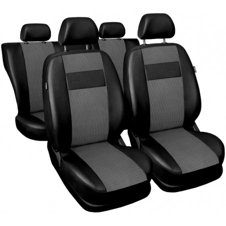 Huse scaune auto Mitsubishi Pajero piele cu stofă negru cu gri deschis